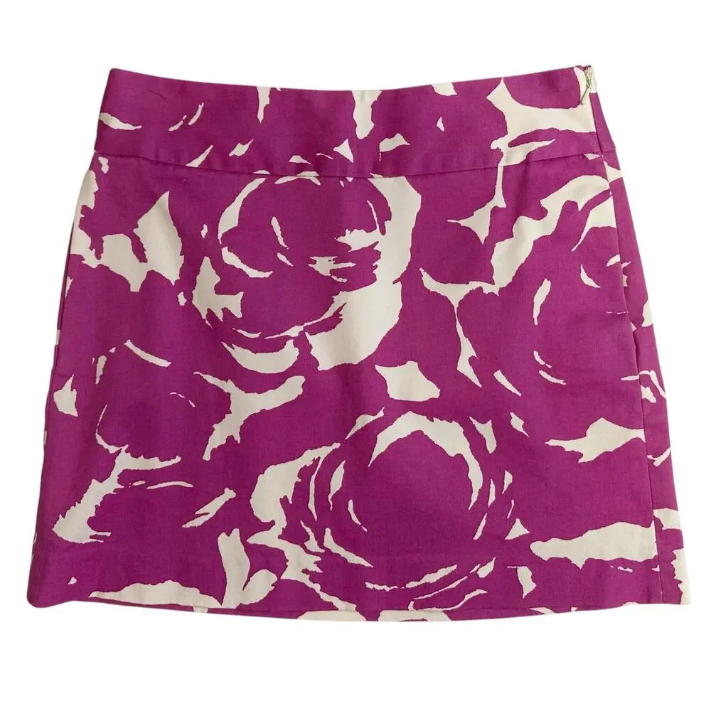 J. Crew Floral Cotton Mini Skirt Purple White 15432 Size 0